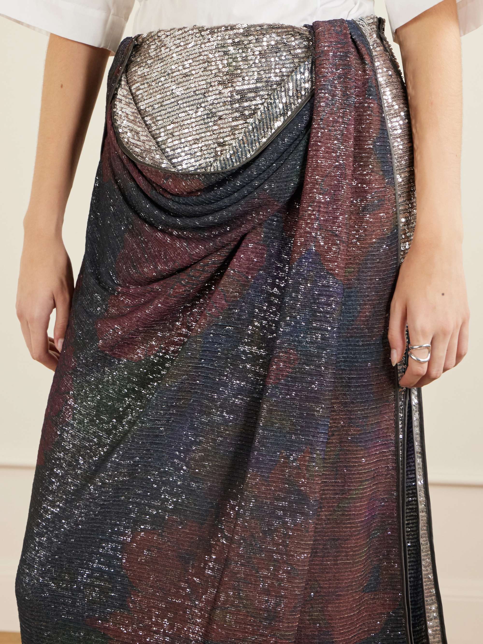 MAISON MARGIELA Sequined satin midi skirt | NET-A-PORTER