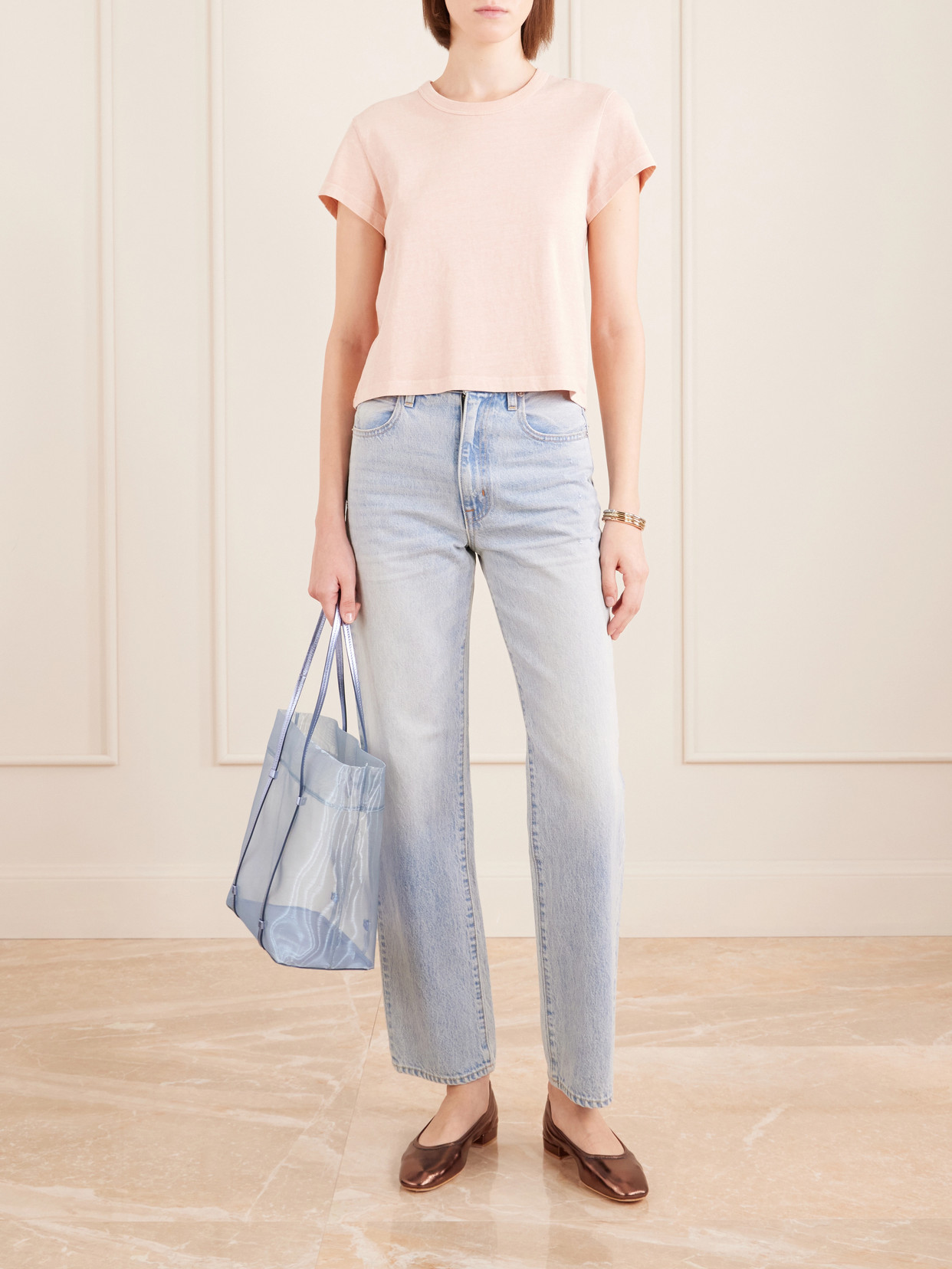 Bonita Leather-Trimmed Mesh Tote