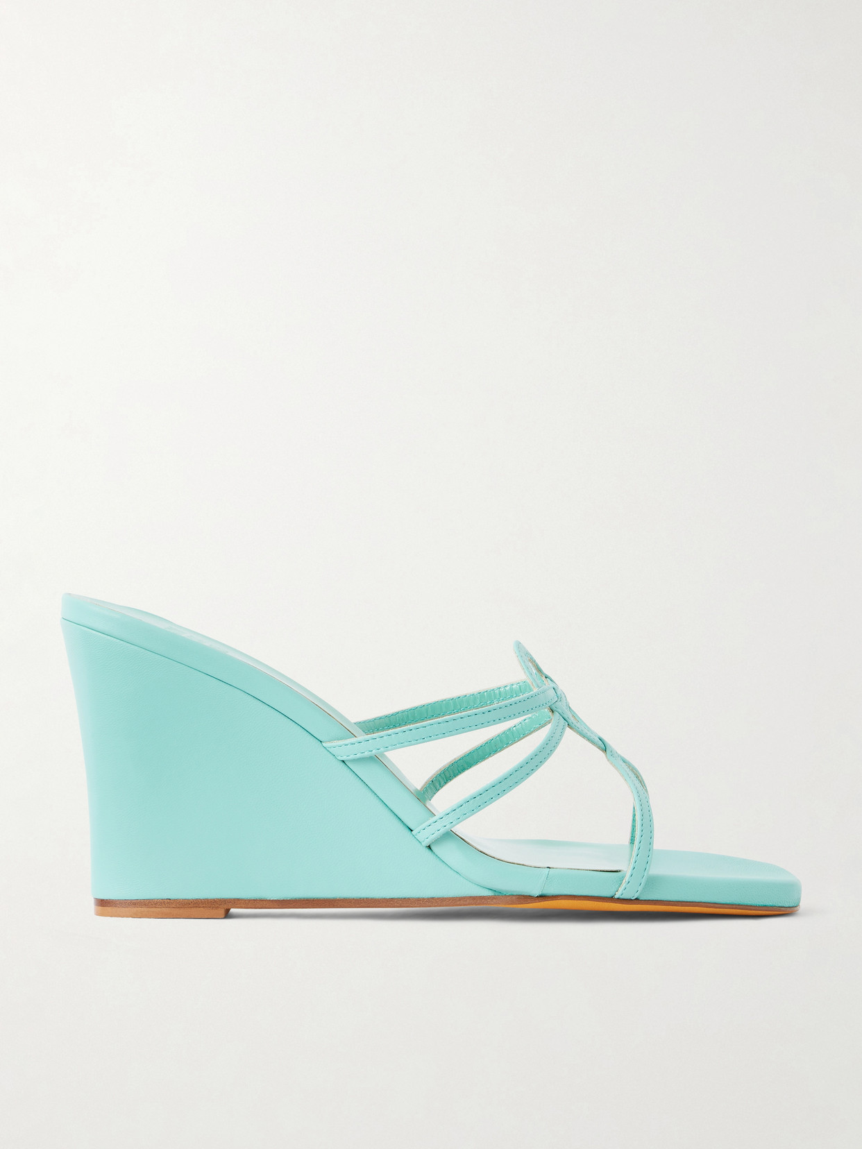 Maryam Nassir Zadeh 70 Opera Leather Wedge Sandals In Blue