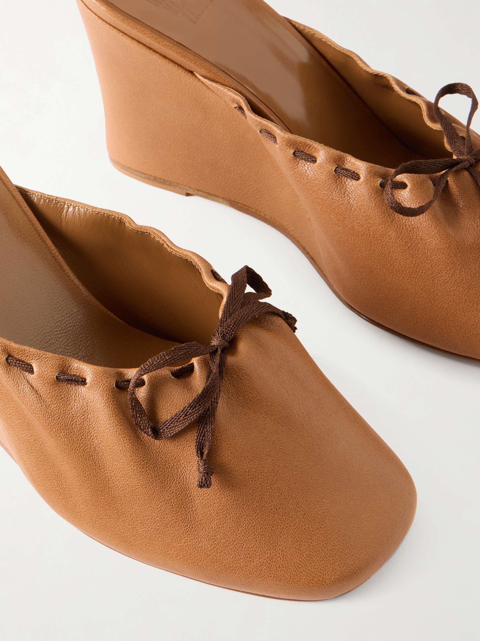 MARYAM NASSIR ZADEH Ballet leather wedge mules | NET-A-PORTER