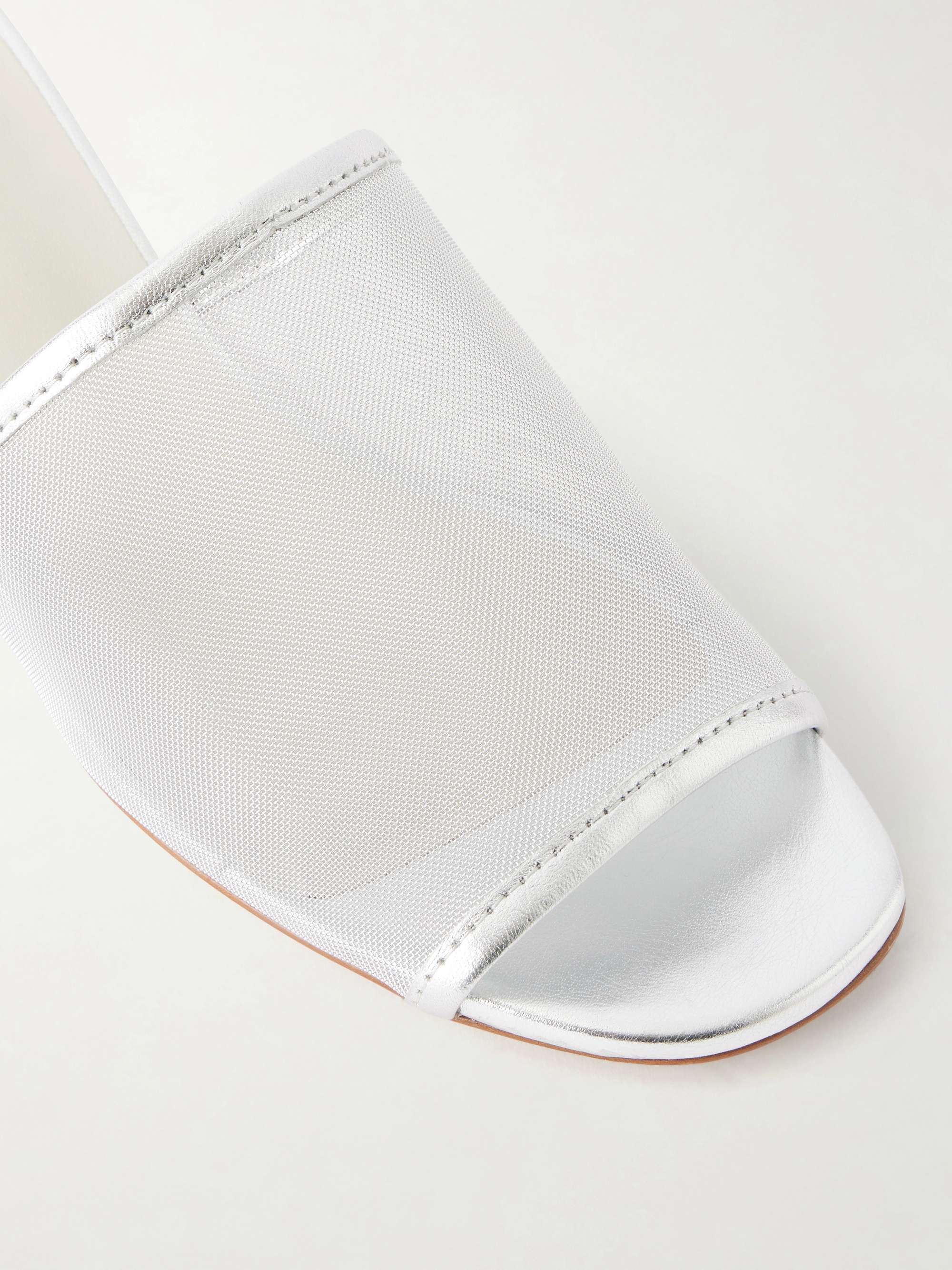 maryam nassir zadeh　ホワイトサンダル MARYAM NASSIR ZADEH 40 Sophie leather-trimmed mesh sandals | NET-A