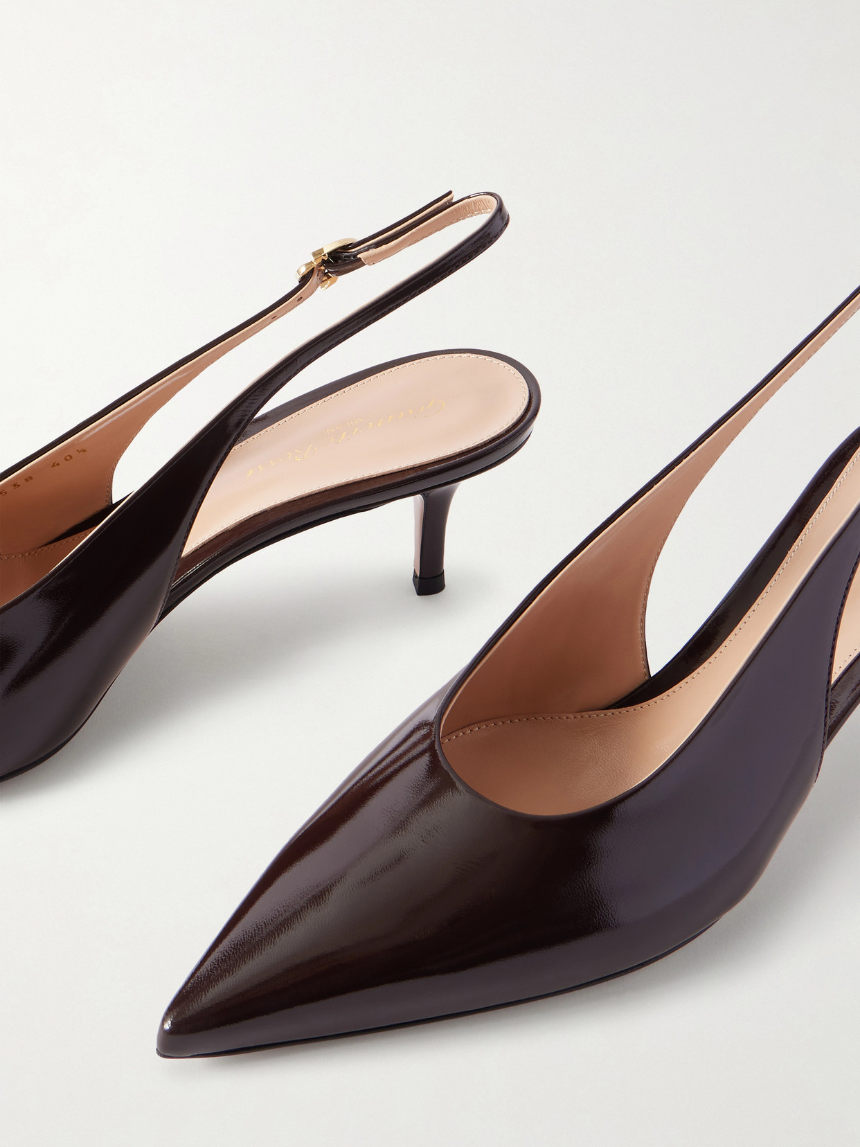 Robbie 55 Polished-Leather Slingback