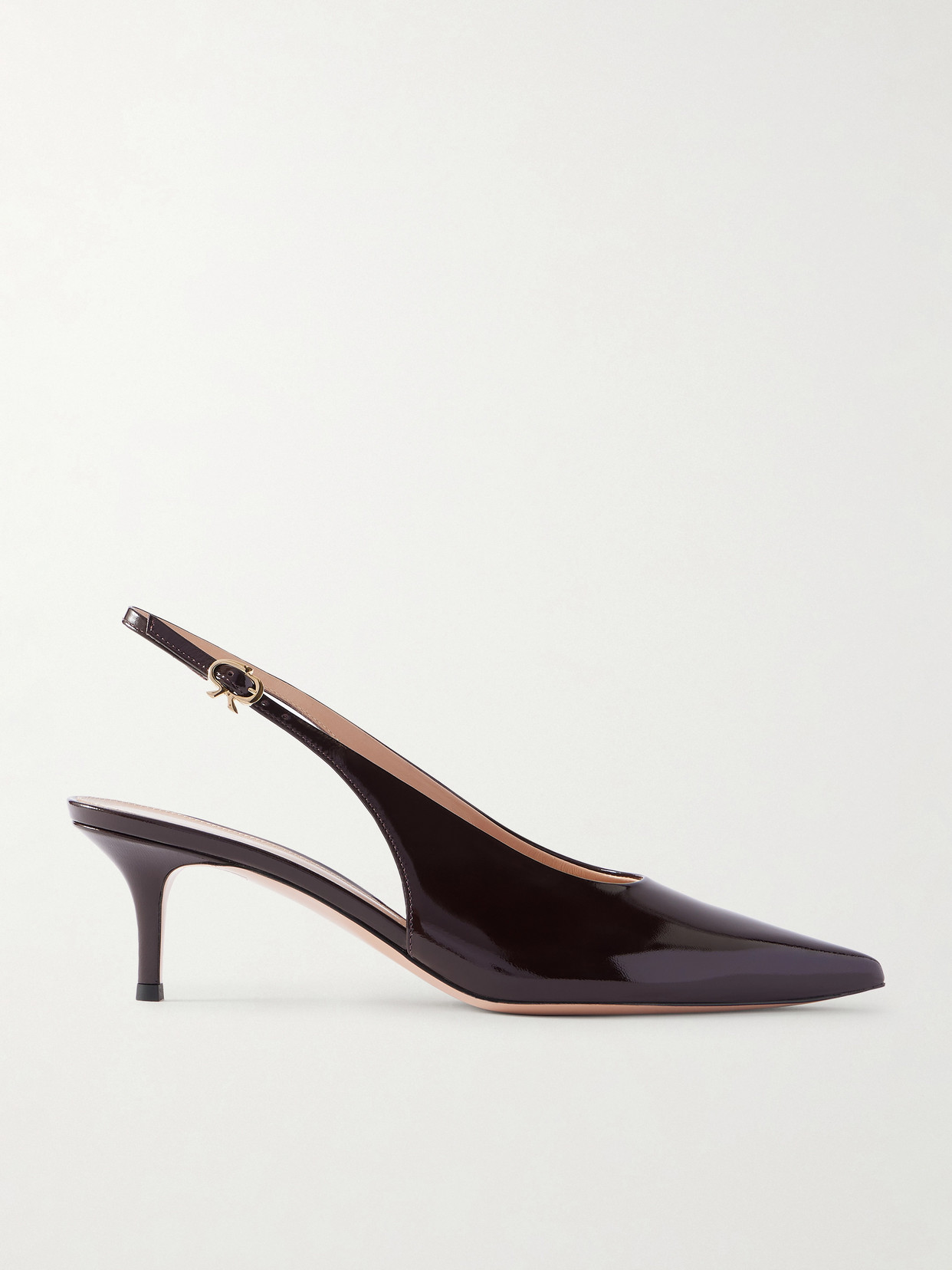 Gianvito Rossi Robbie 55 Polished-leather Slingback Pumps In Burgundy