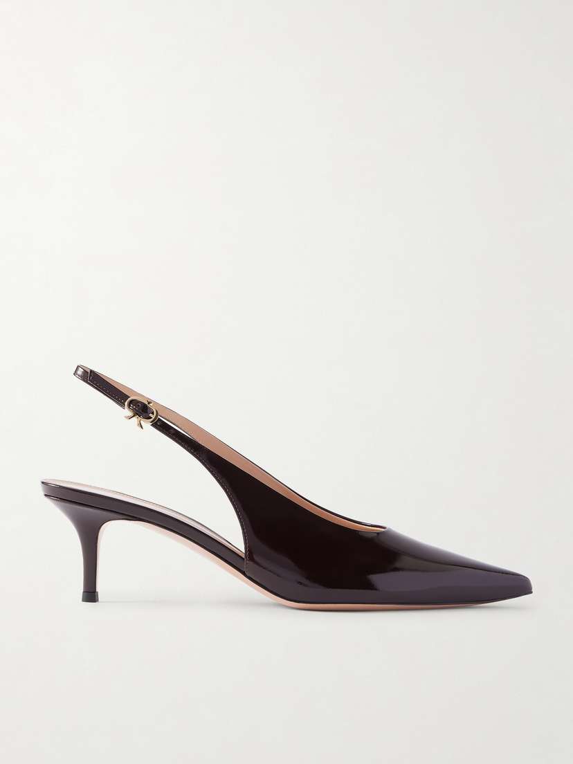 Gianvito Rossi Robbie 55 Polished-leather Slingback Pumps