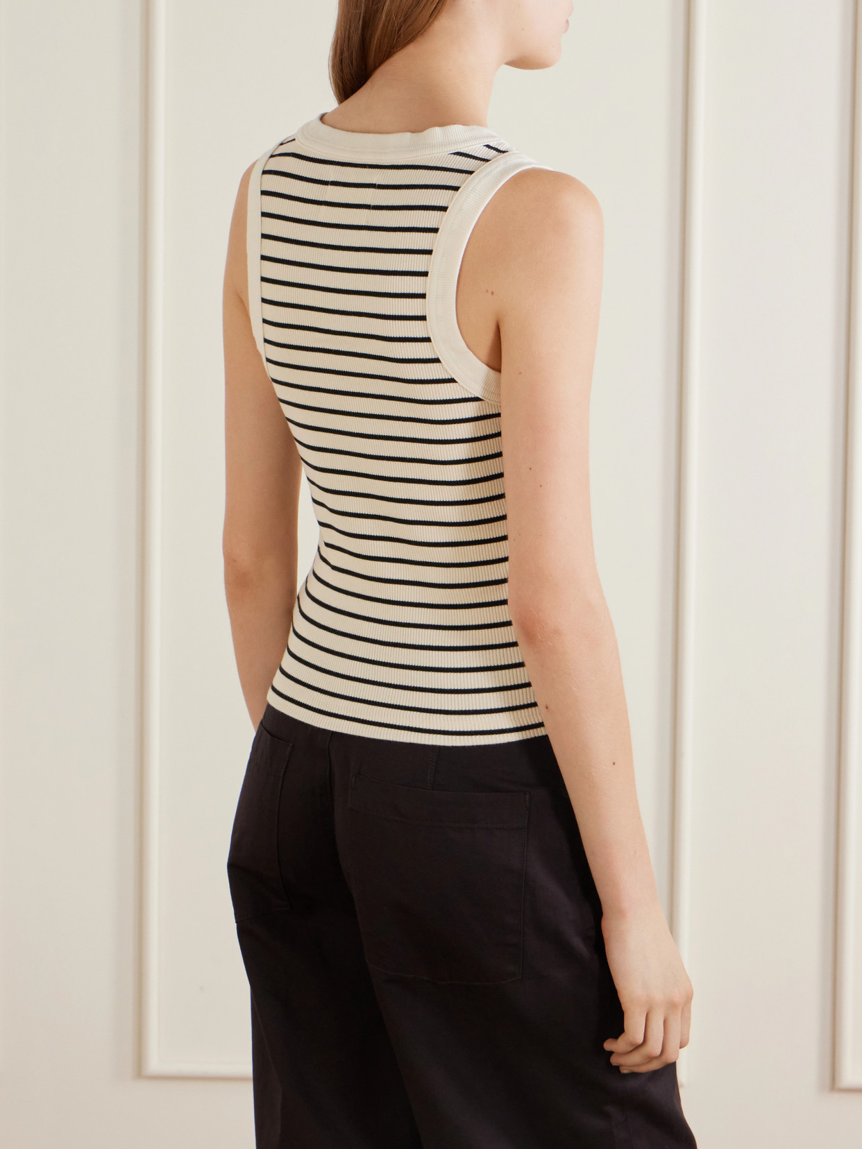 Caralyn Striped Ribbed Cotton-Blend Tank