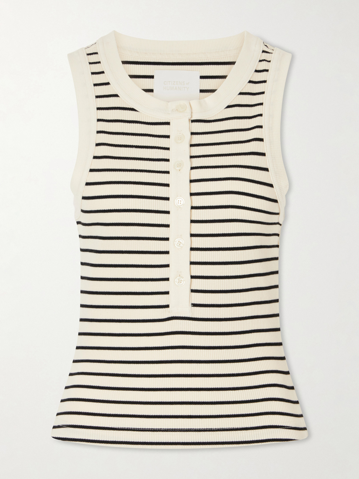 Citizen Of Humanity Caralyn Striped Ribbed Cotton-blend Tank