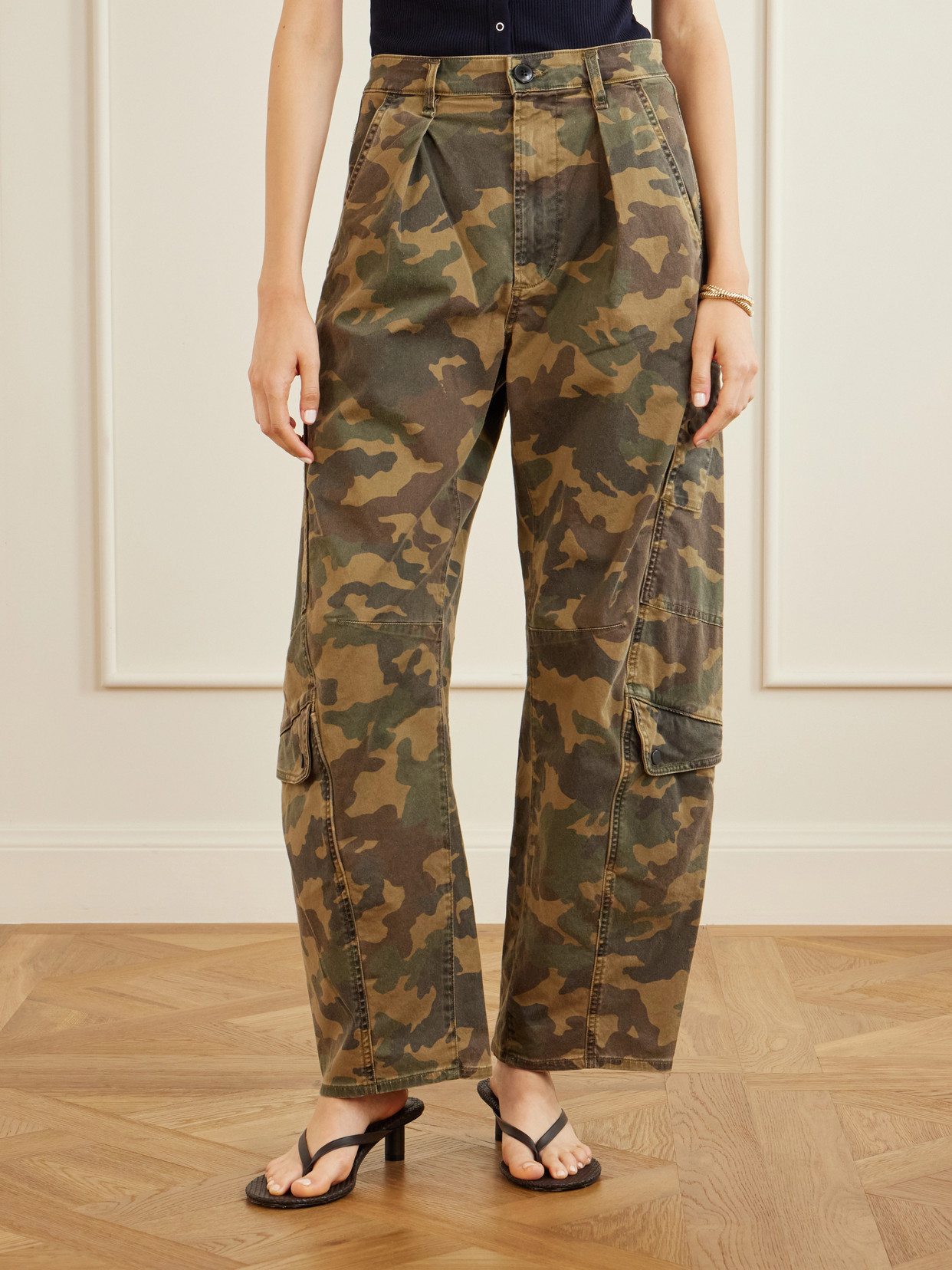 Citizen Of Humanity Flight Printed Mid-rise Straight-leg Cotton-blend Twill Cargo Pants In Green