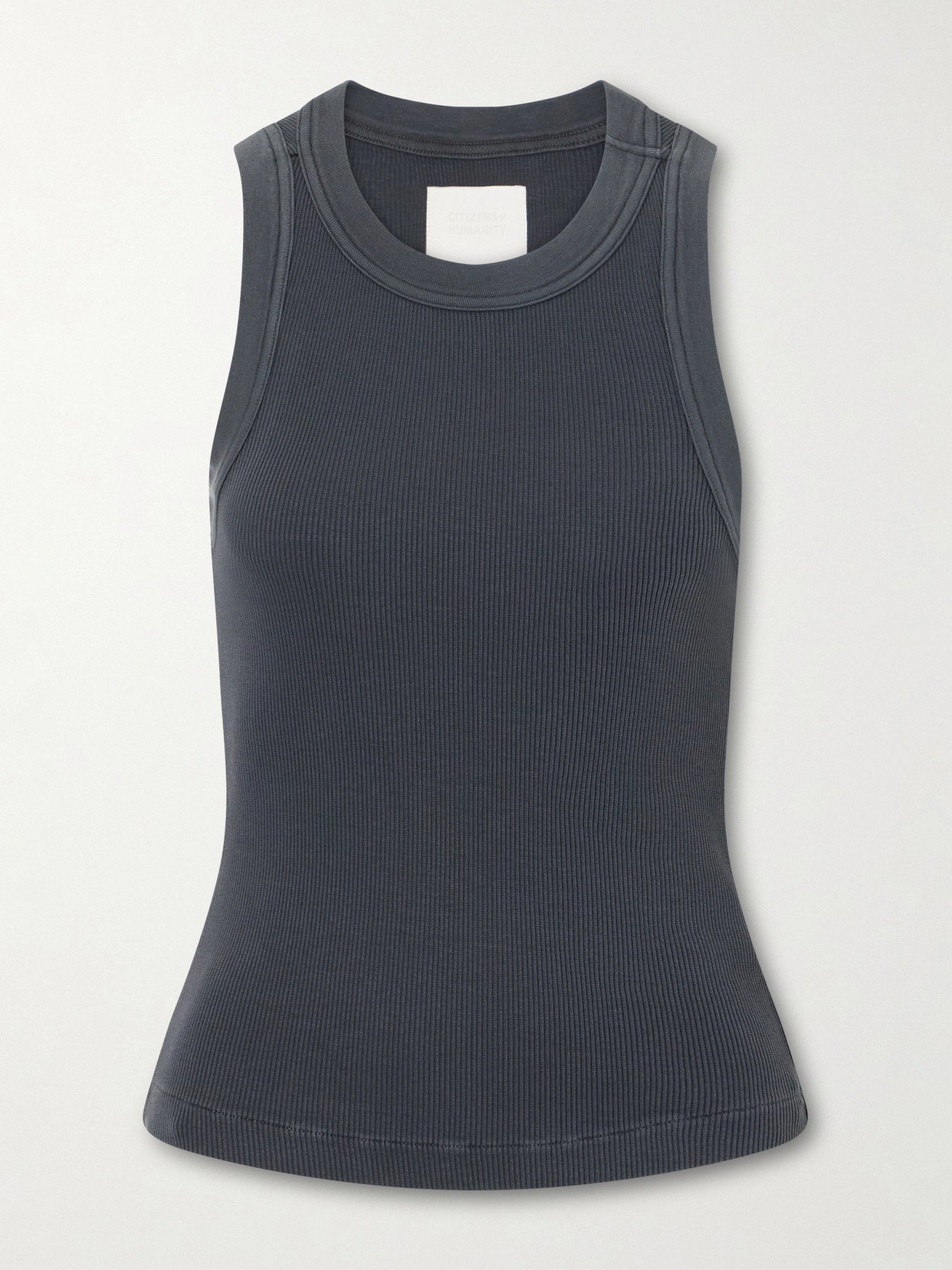 Citizen Of Humanity Isabel Ribbed Cotton And Tencel™ Lyocell-blend Tank In Gray