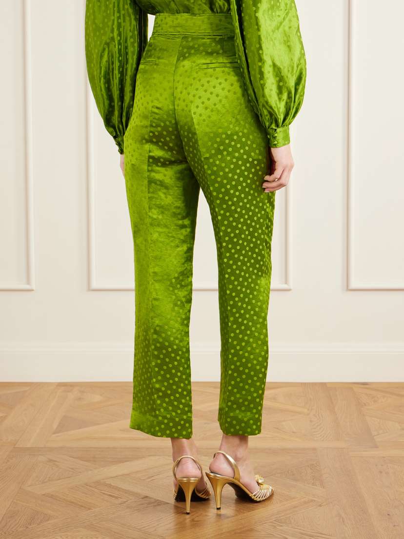 Valentino Garavani Polka-dot Jacquard Linen And Silk-blend Straight-leg Pants | Thumbnail 4 Valentino Garavani Polka-dot Jacquard Linen And Silk-blend Straight-leg Pants | Thumbnail 4