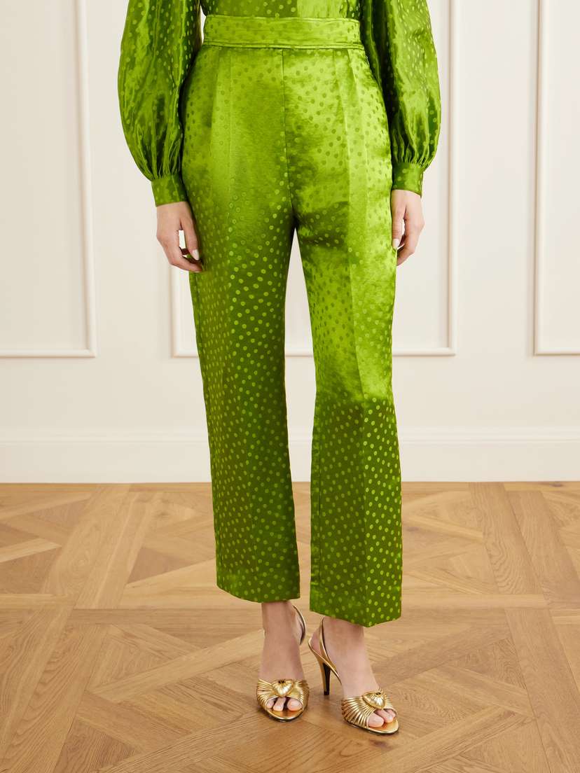 Valentino Garavani Polka-dot Jacquard Linen And Silk-blend Straight-leg Pants | Thumbnail 3 Valentino Garavani Polka-dot Jacquard Linen And Silk-blend Straight-leg Pants | Thumbnail 3