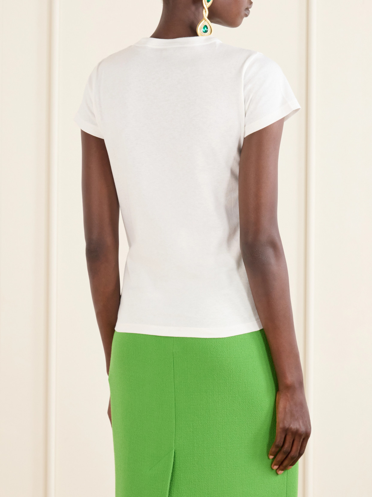 Valentino Womens Bianco Text-print Round-neck Cotton T-shirt In White