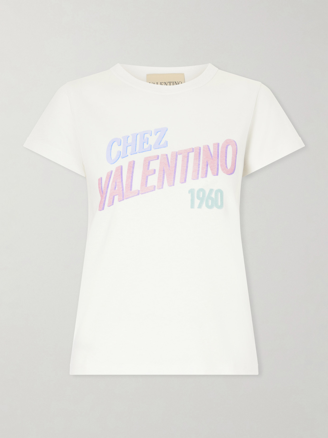 Valentino Womens Bianco Text-print Round-neck Cotton T-shirt In White
