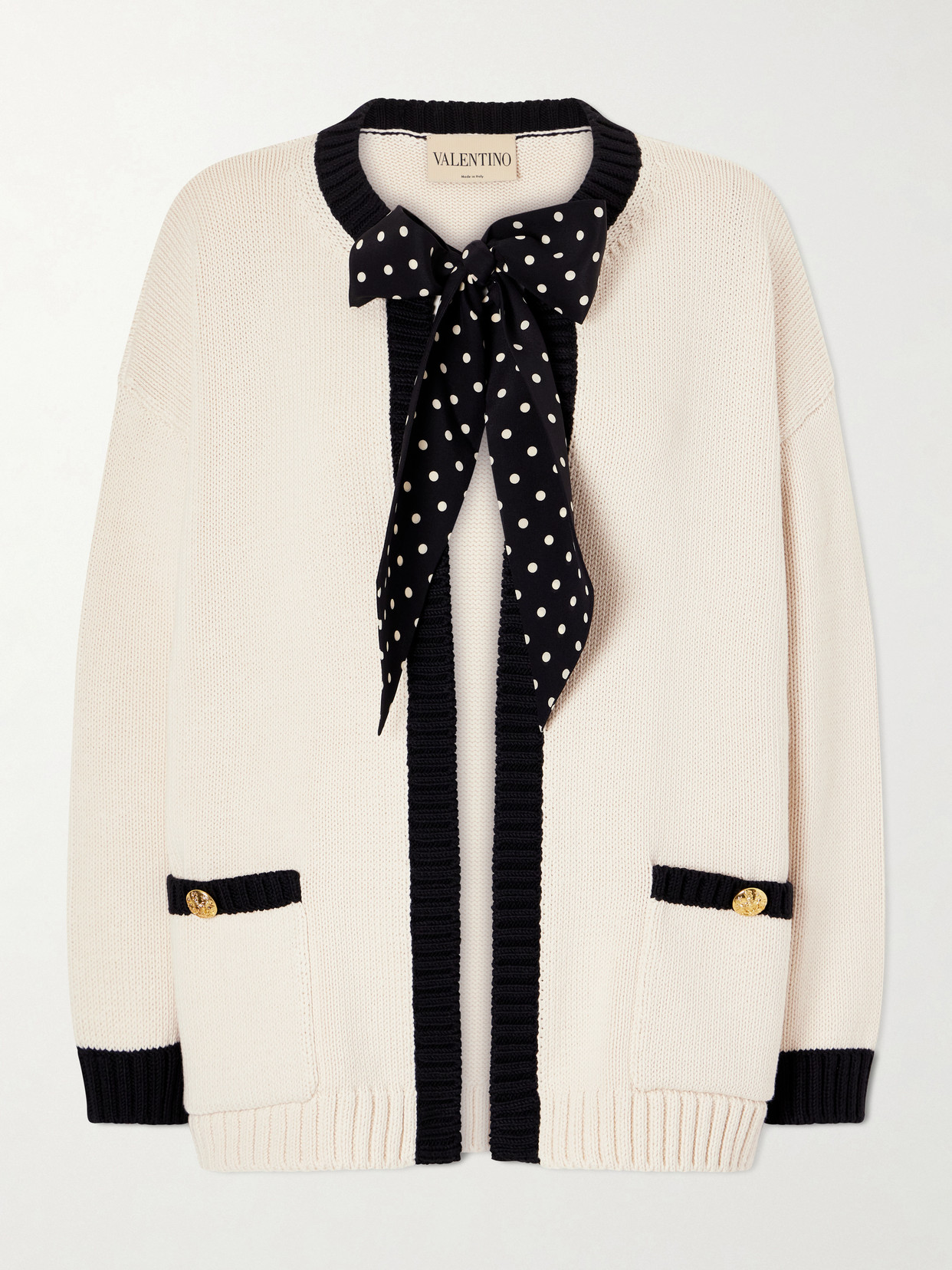 Valentino Silk-trimmed Cotton-blend Cardigan In Animal Print