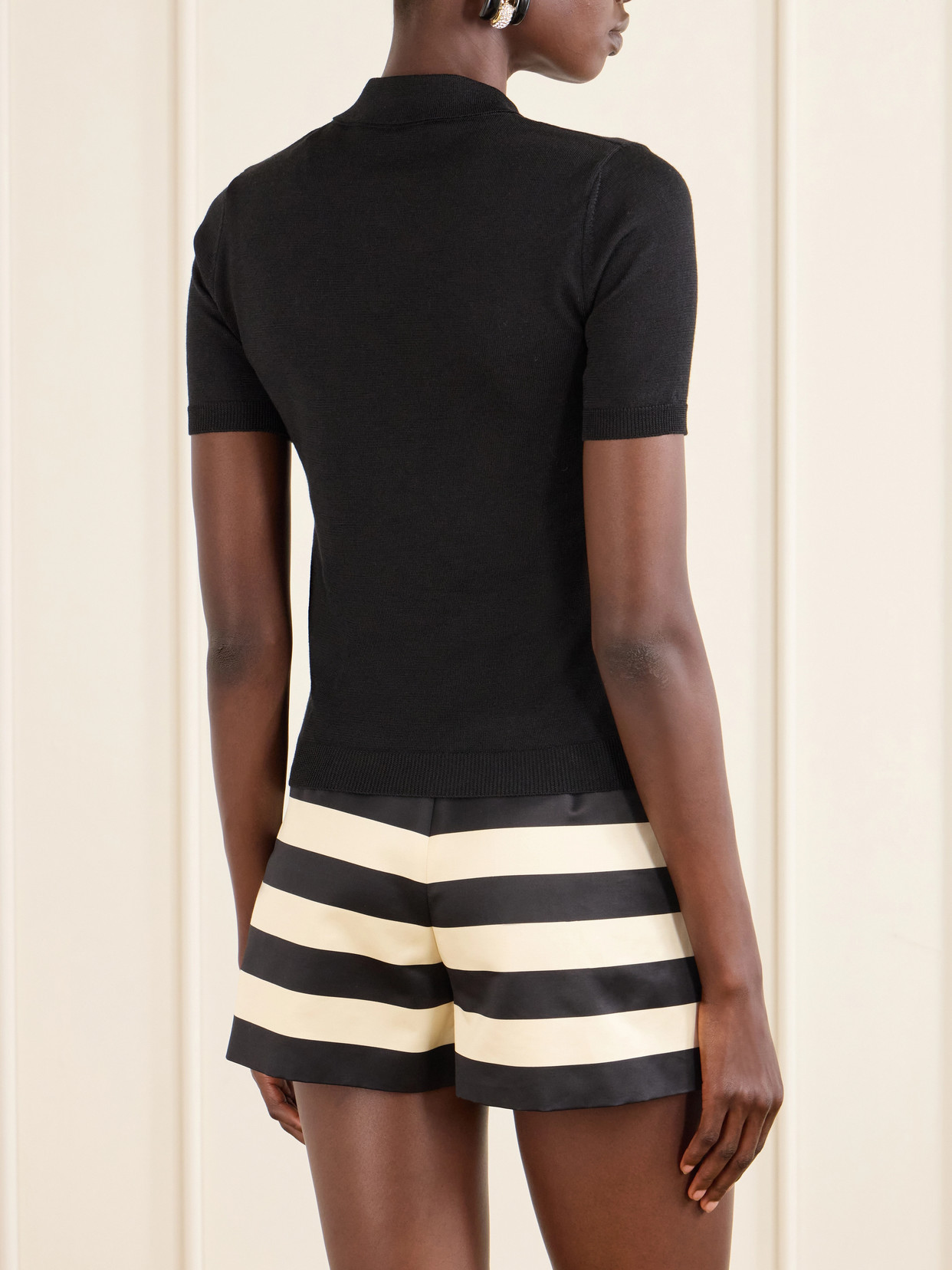 Garavani - Silk-Trimmed Wool-Blend Polo