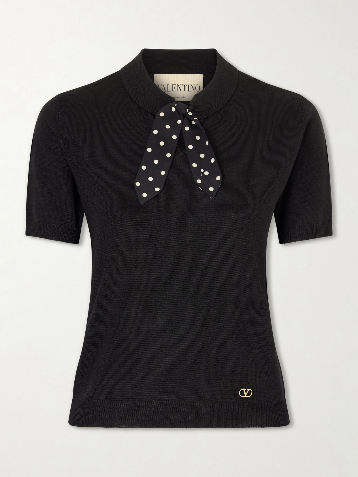Garavani - Silk-Trimmed Wool-Blend Polo