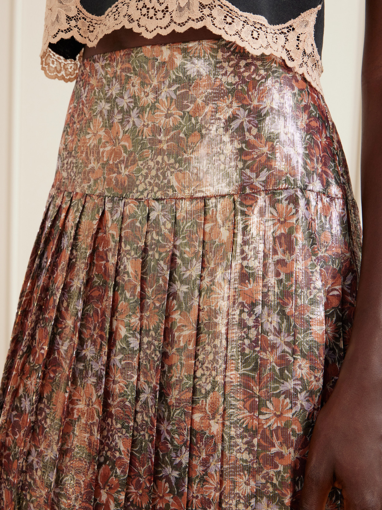 Garavani - Floral-Print Metallic Silk-Blend Midi