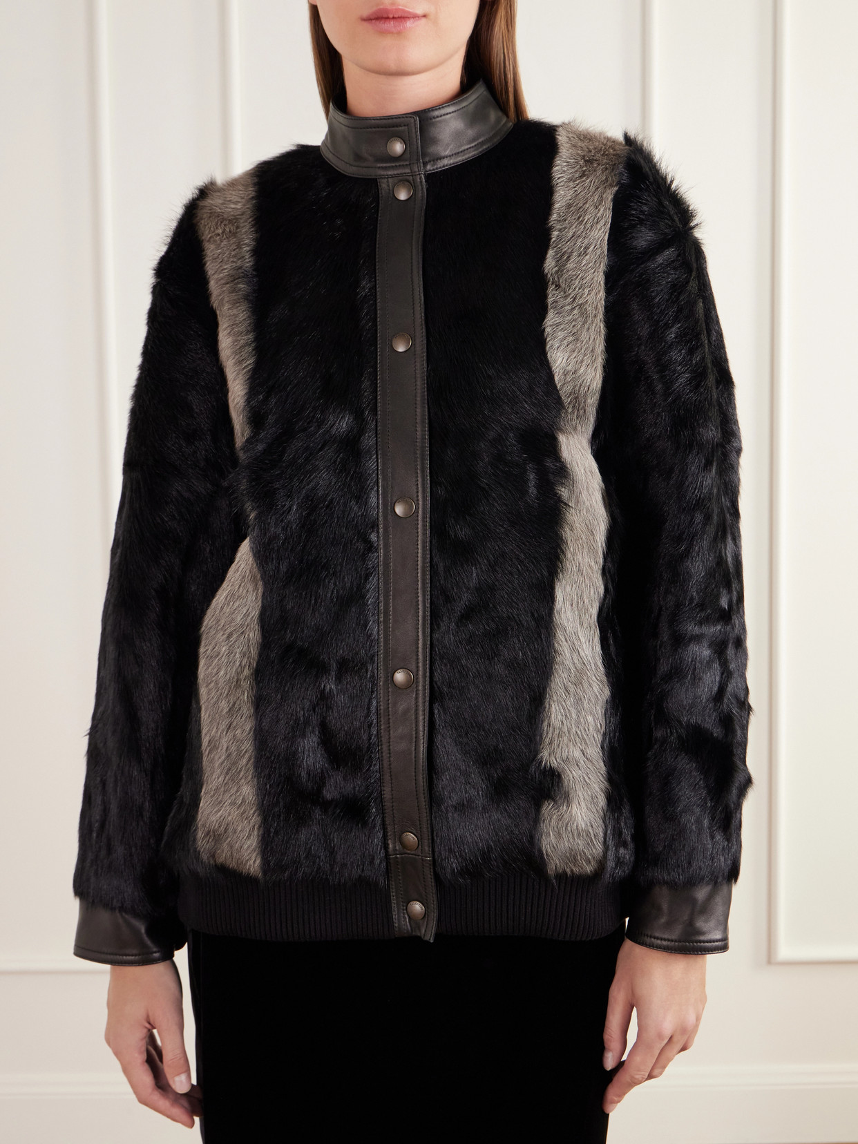 Garavani - Leather-Trimmed Shearling Jacket