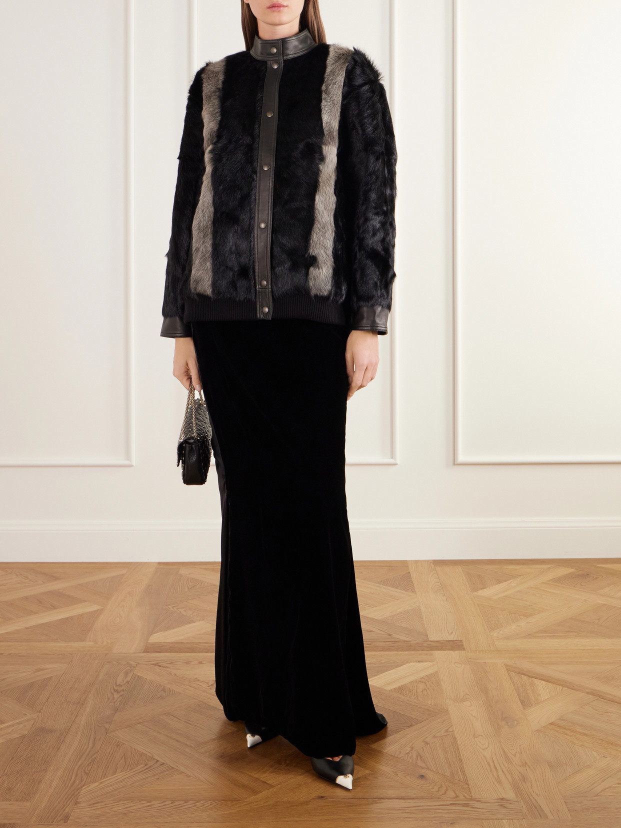 Garavani - Leather-Trimmed Shearling Jacket