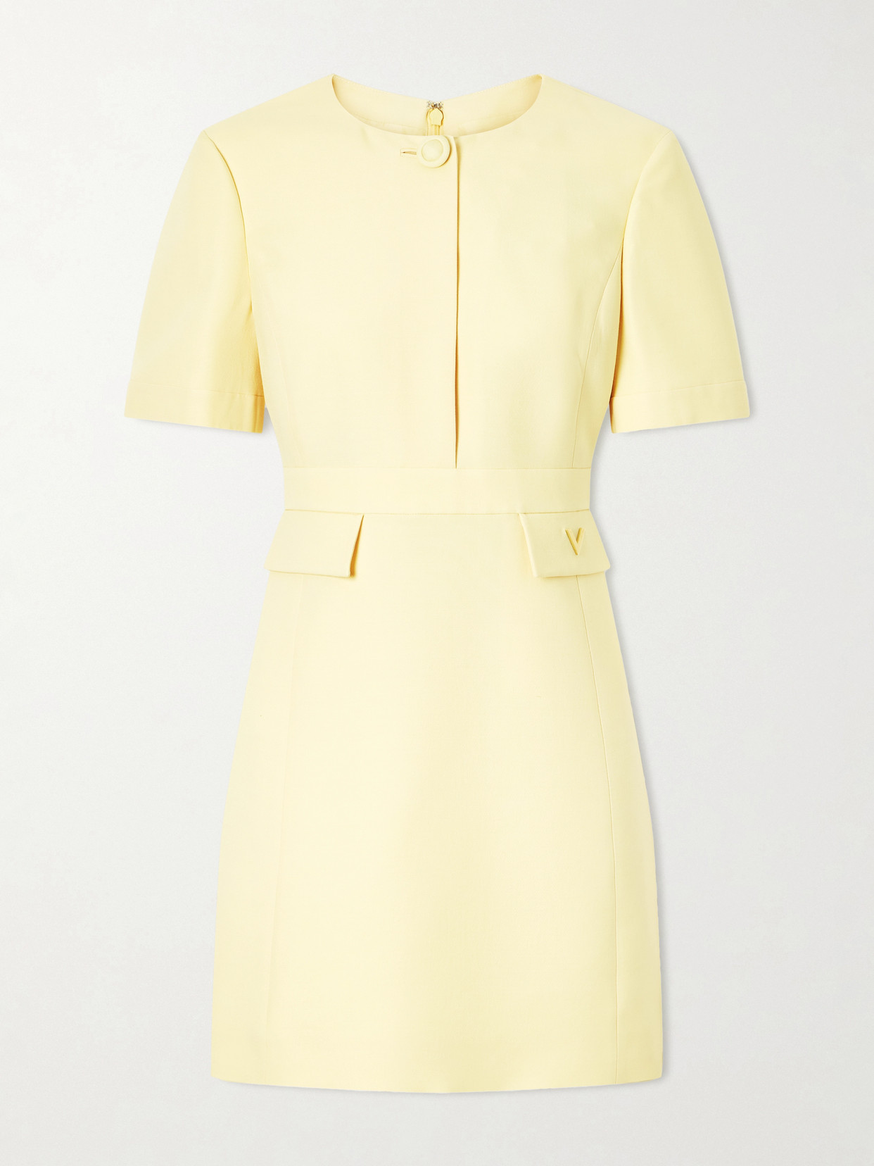 Valentino Wool And Silk-blend Crepe Mini Dress In Yellow
