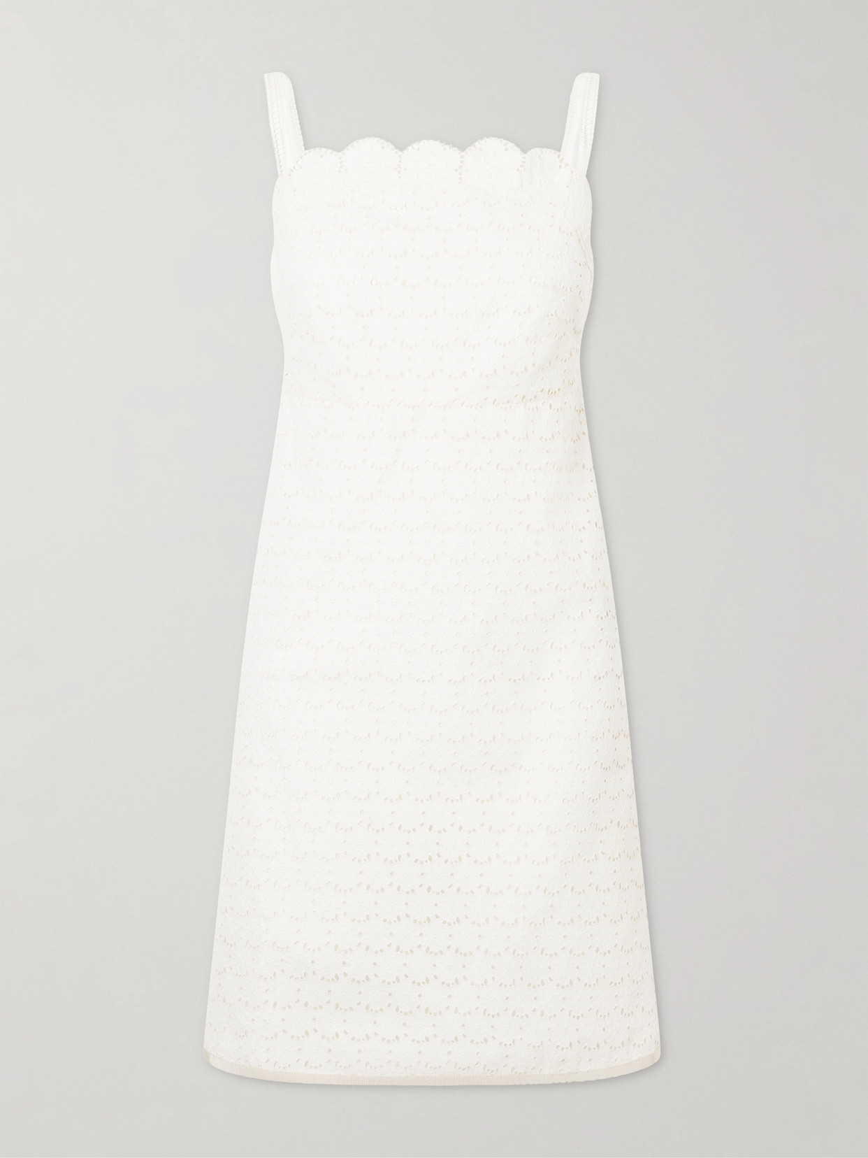 Valentino Mossi Broderie Anglaise Cotton Mini Dress In White
