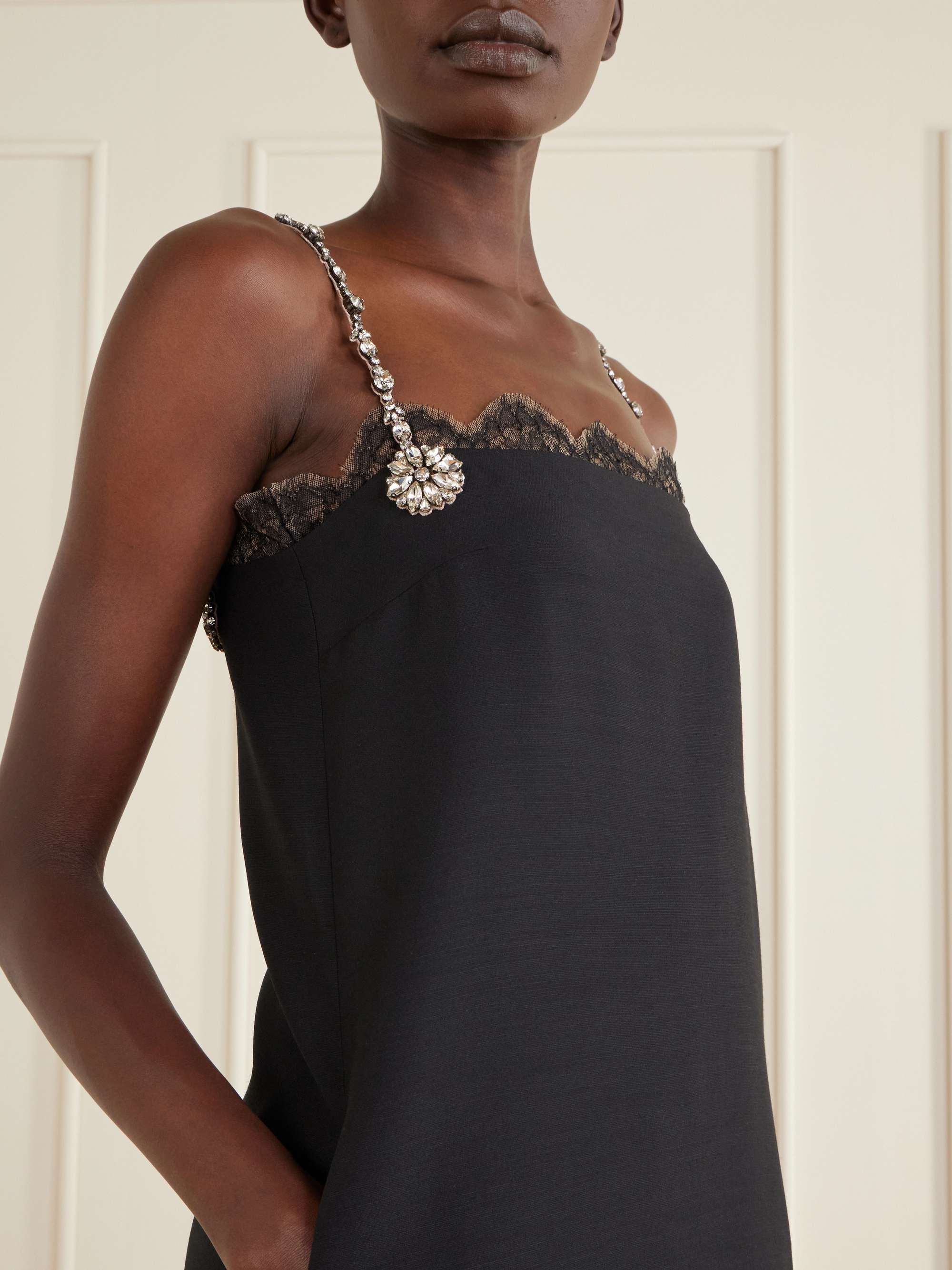 VALENTINO GARAVANI Crystal-embellished lace-trimmed wool and silk