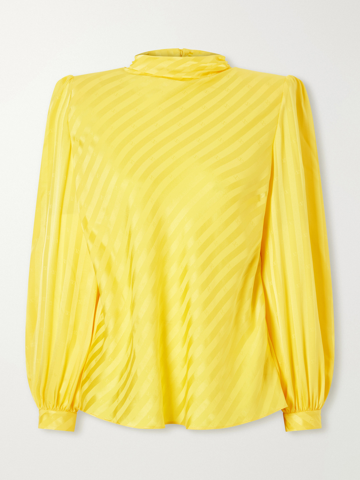 Valentino Jacquard Monogram Silk Blouse In Yellow