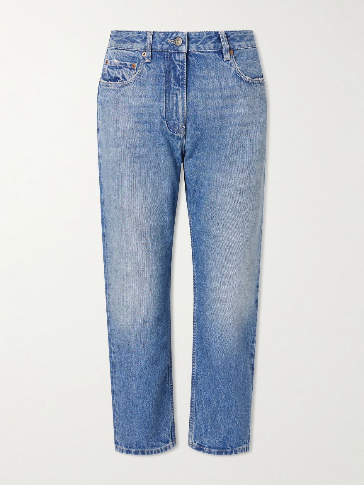 Cropped mid-rise straight-leg jeans