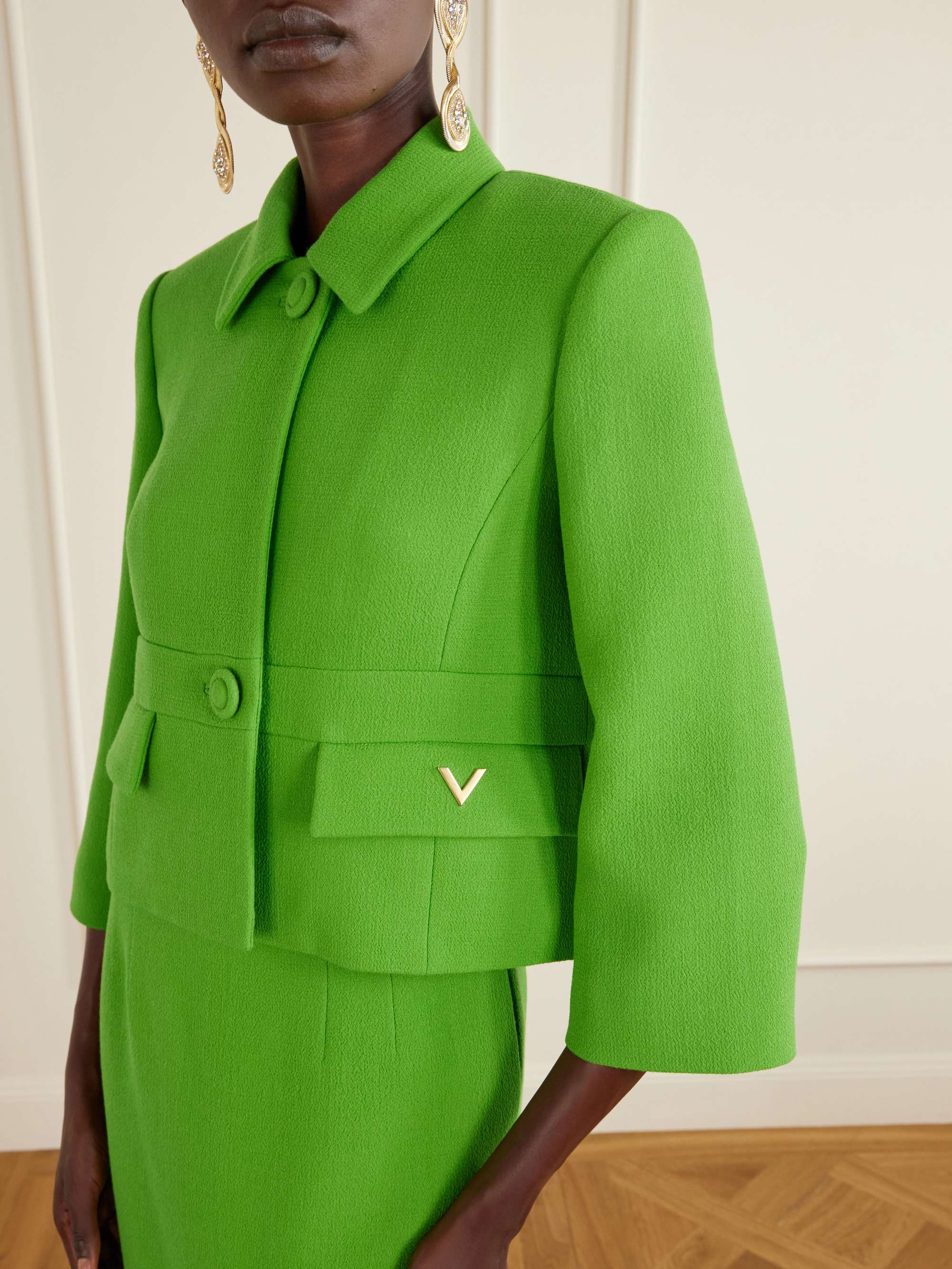 VALENTINO GARAVANI Cropped wool-crepe jacket | NET-A-PORTER