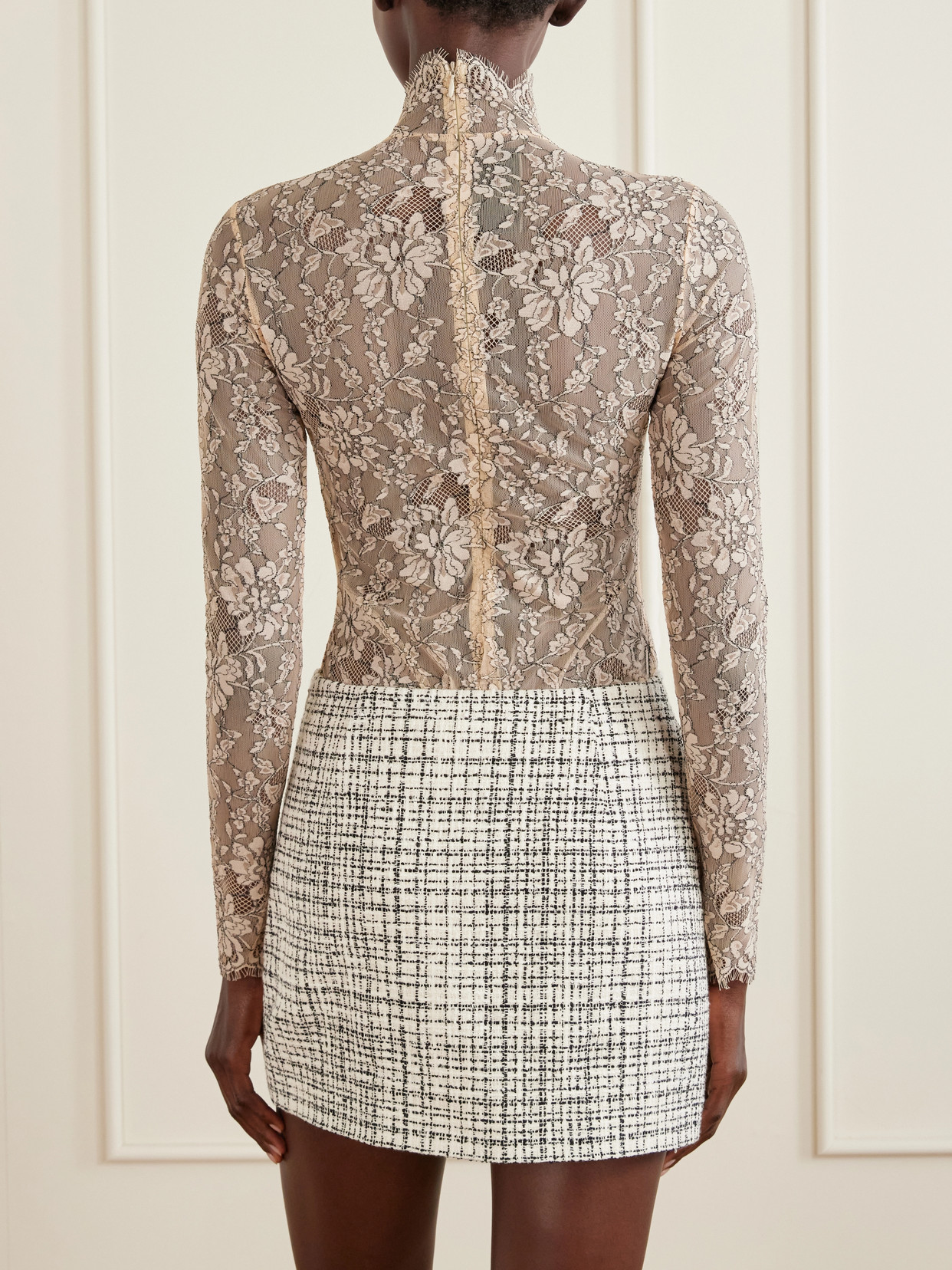 Garavani - Scalloped Lace Jersey Bodysuit