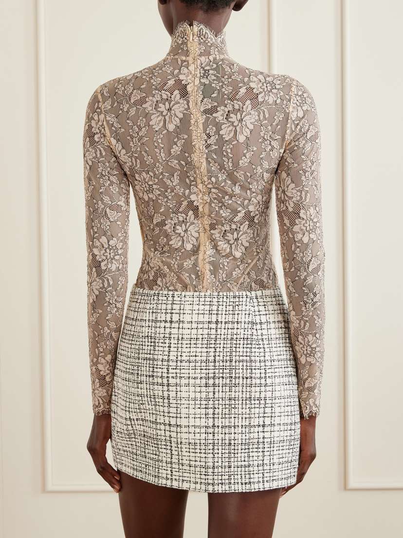 Valentino Garavani Scalloped Lace Jersey Bodysuit | Thumbnail 4 Valentino Garavani Scalloped Lace Jersey Bodysuit | Thumbnail 4