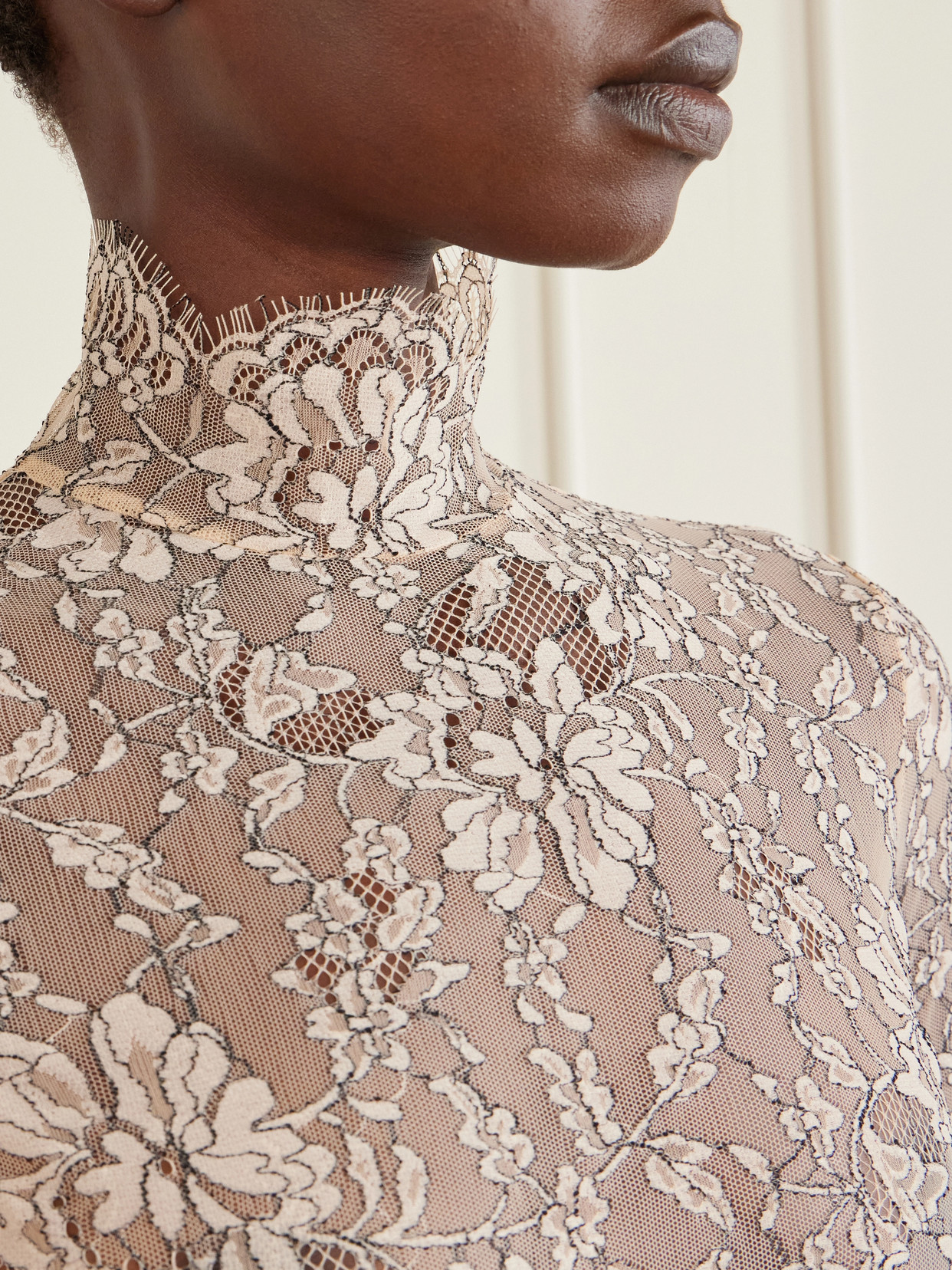 Garavani - Scalloped Lace Jersey Bodysuit