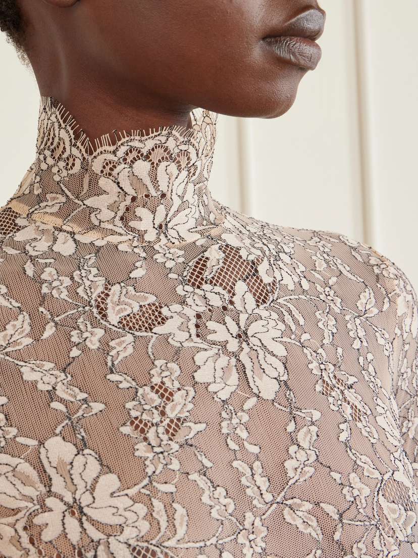 Valentino Garavani Scalloped Lace Jersey Bodysuit | Thumbnail 5 Valentino Garavani Scalloped Lace Jersey Bodysuit | Thumbnail 5