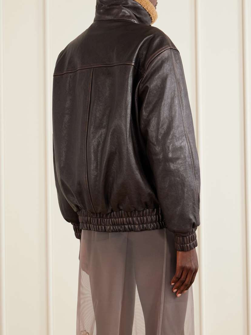 Valentino Garavani Shearling-trimmed Leather Biker Jacket | Thumbnail 4