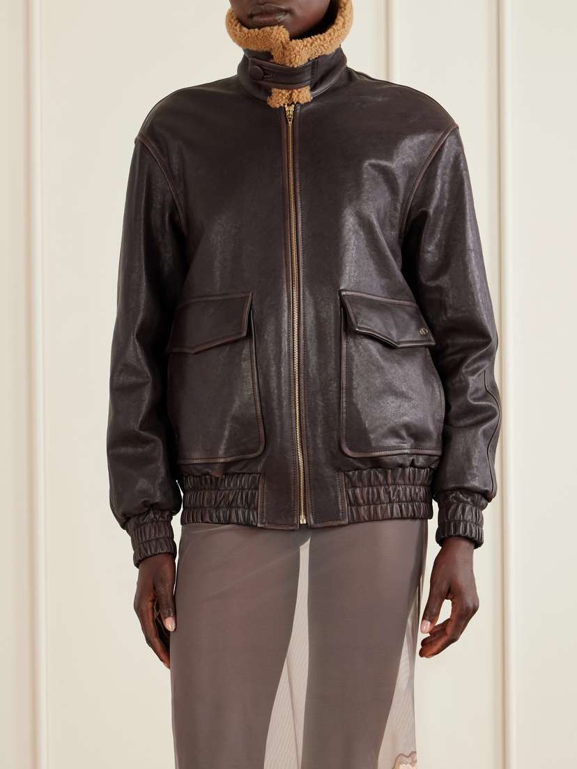 Valentino Garavani Shearling-trimmed Leather Biker Jacket | Thumbnail 3