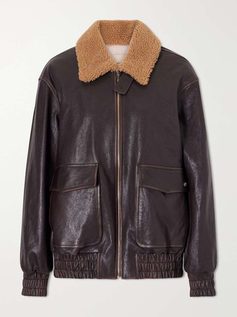 Valentino Garavani Shearling-trimmed Leather Biker Jacket