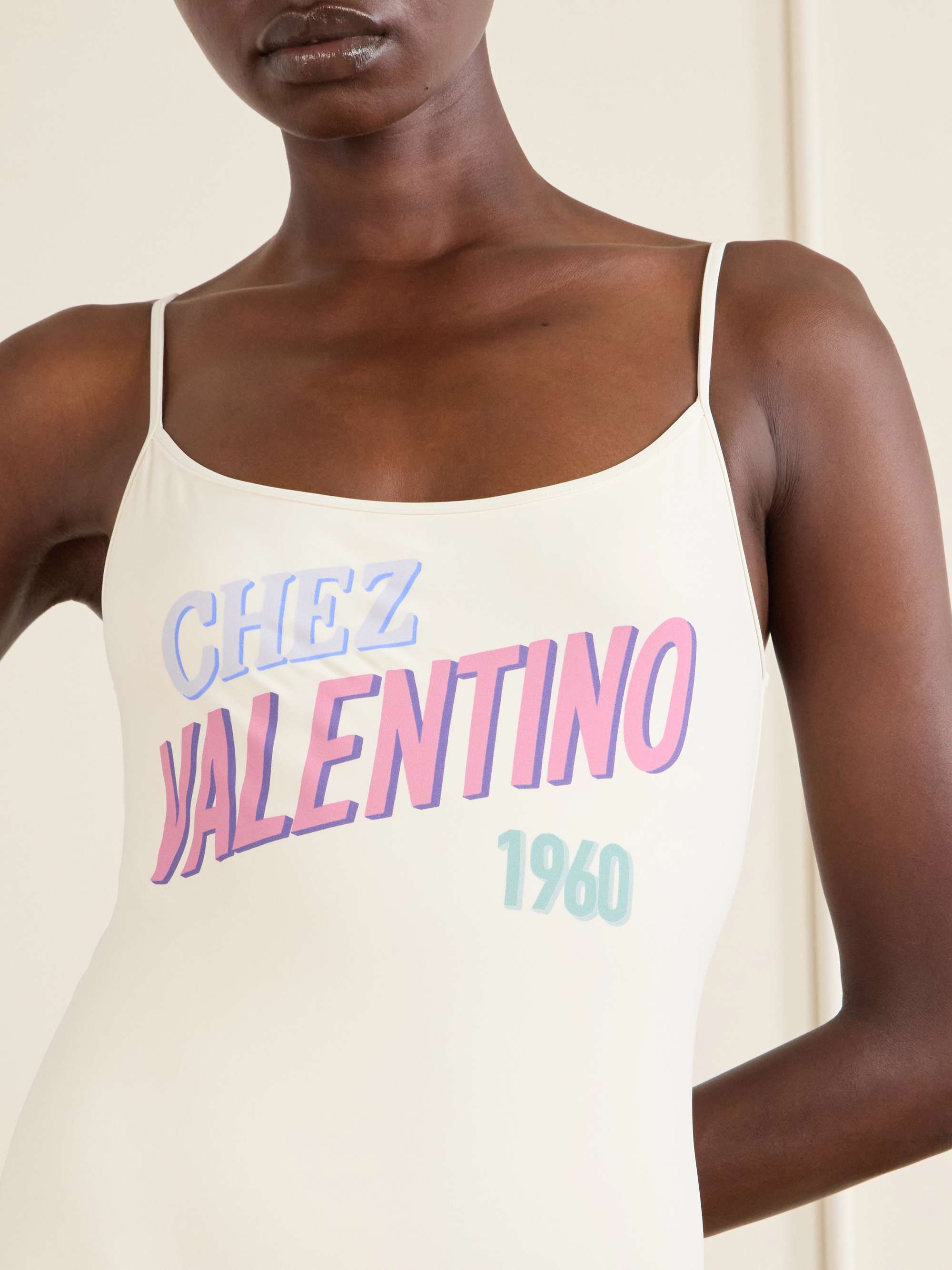 Valentino キャミソール VALENTINO GARAVANI Logo print swimsuit | NET-A-PORTER