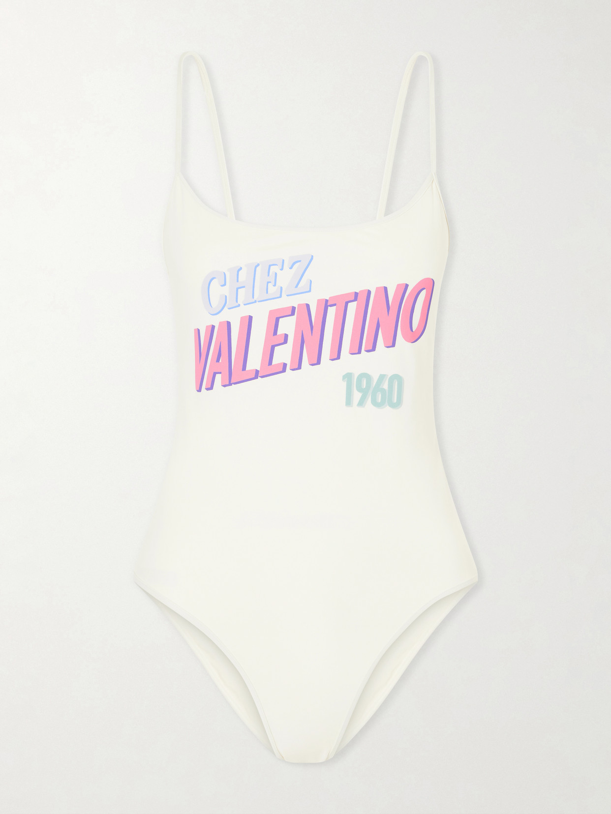 Valentino Logo Print Swimsuit In White