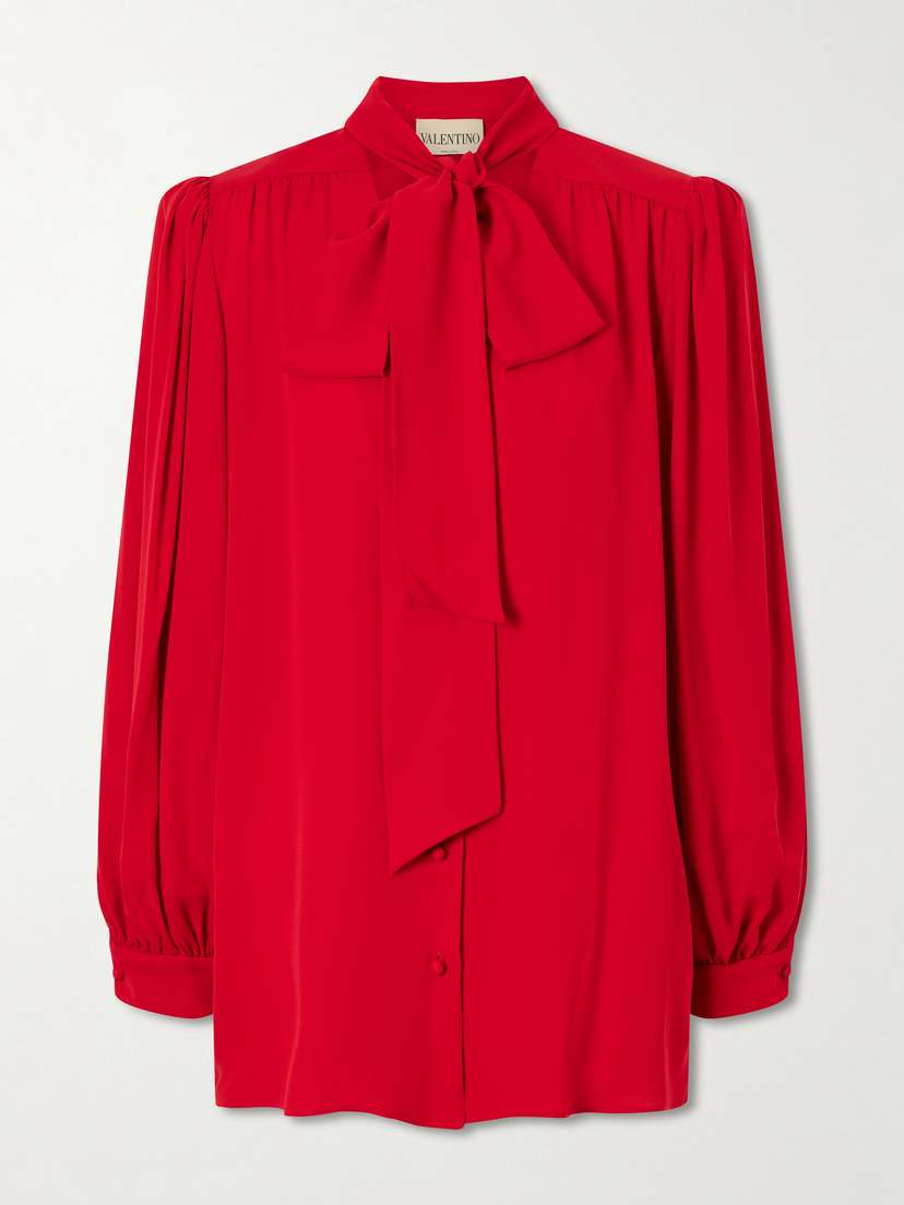 Valentino Garavani Scarf-detailed Silk Georgette Blouse