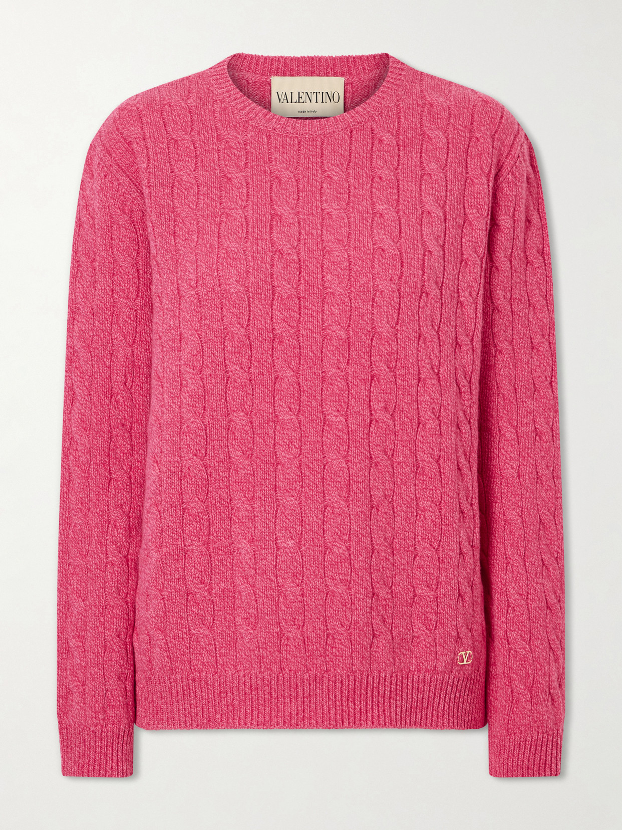 Valentino Cable-knit Virgin Wool Sweater In Blue