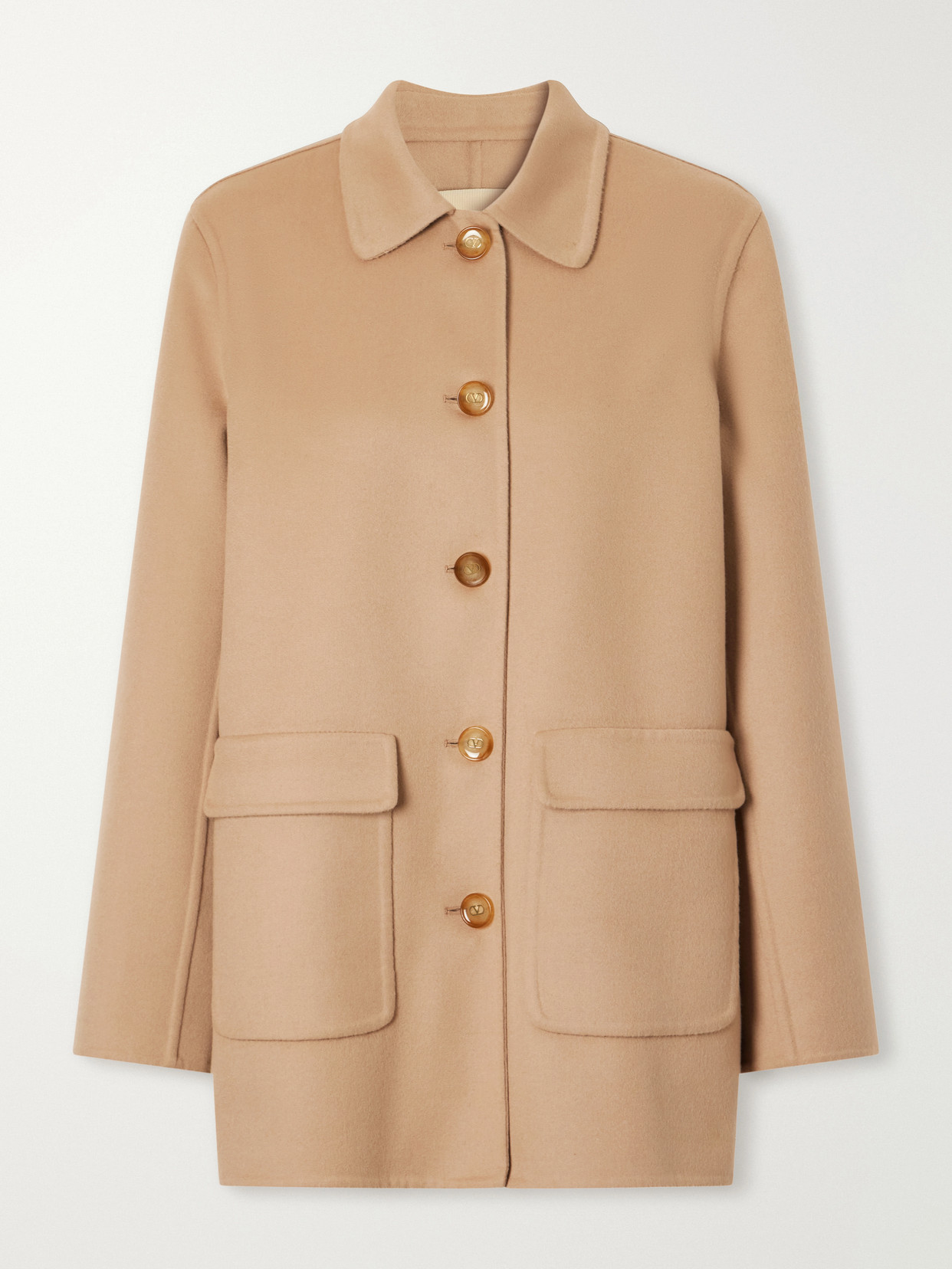 Valentino Wool And Cashmere-blend Coat In Brown