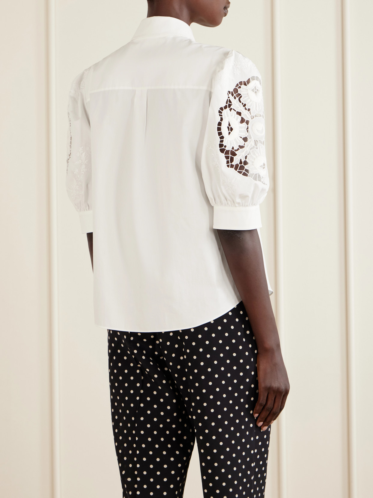 Garavani - Broderie Anglaise-Trimmed Cotton-Poplin Shirt