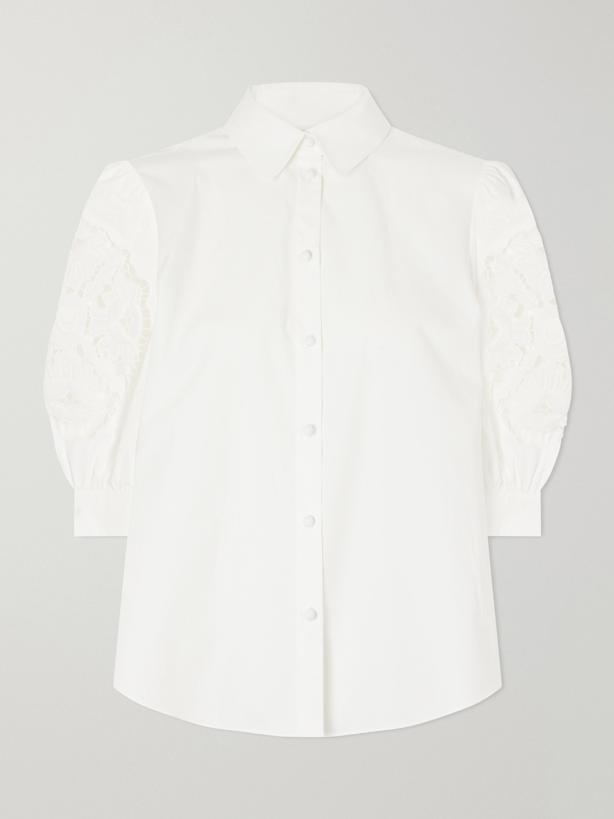 Valentino Broderie Anglaise-trimmed Cotton-poplin Shirt In White
