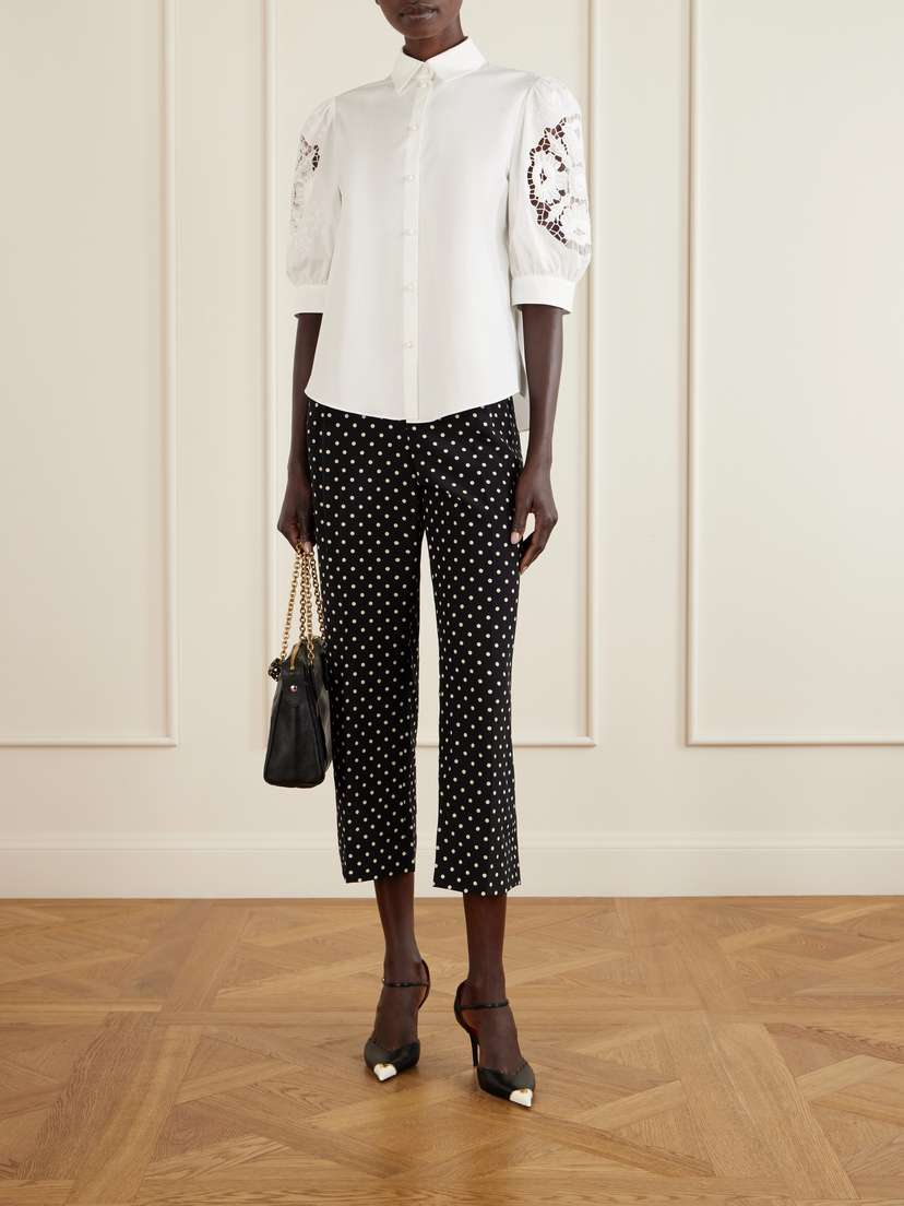 Valentino Garavani Broderie Anglaise-trimmed Cotton-poplin Shirt | Thumbnail 2