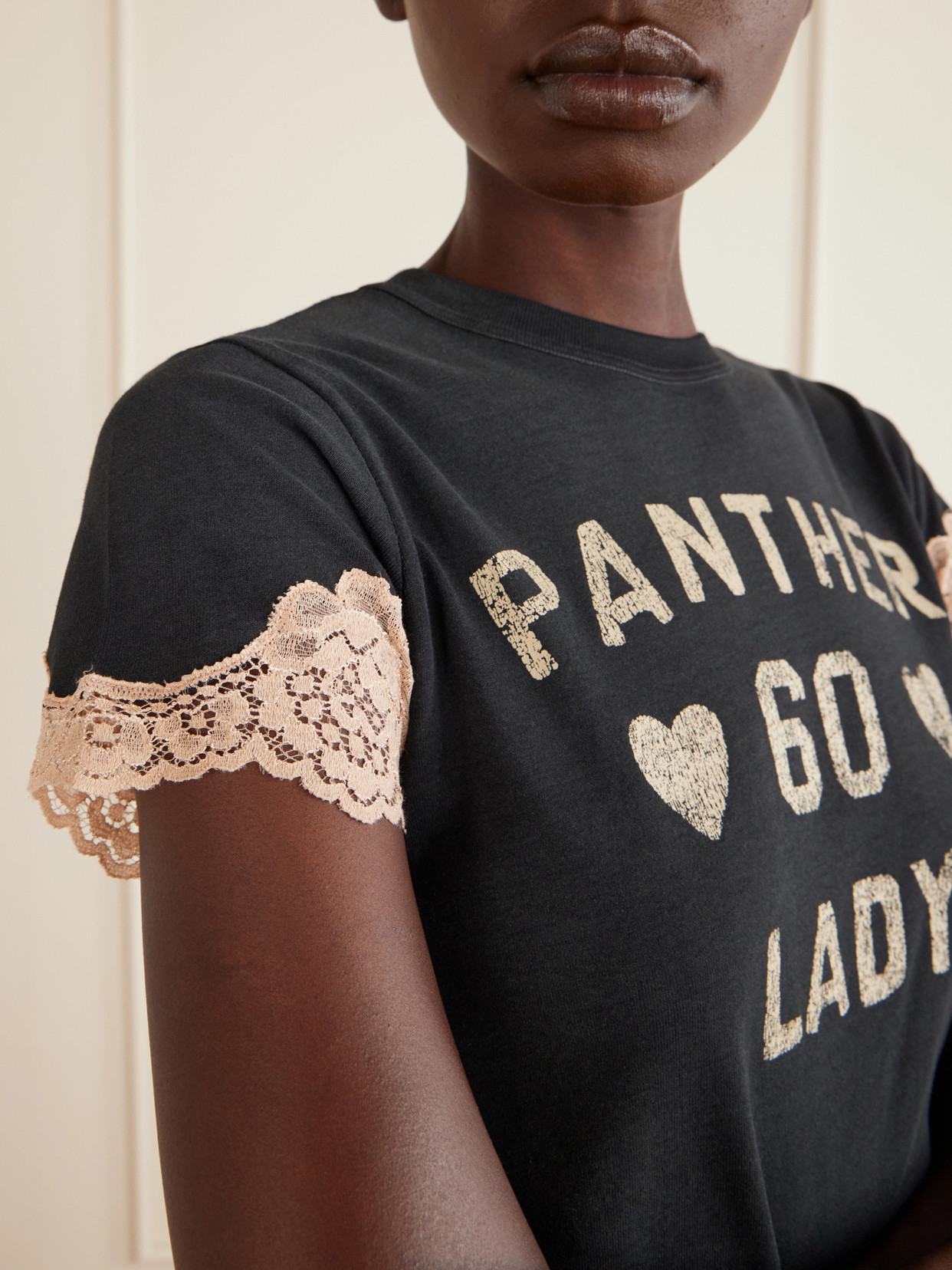 Garavani - Cropped Printed Lace-Trimmed Cotton-Jersey T-Shirt