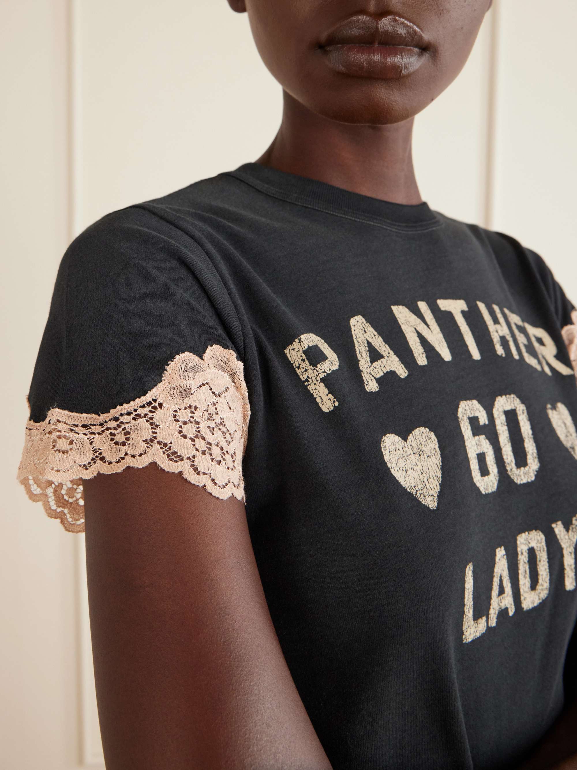 VALENTINO GARAVANI Cropped printed lace-trimmed cotton-jersey T