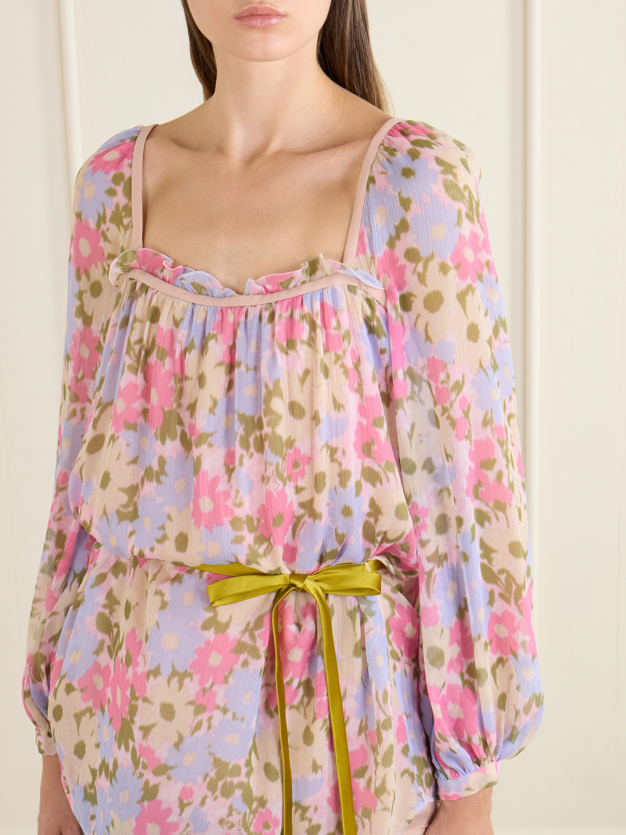 Garavani - Belted Floral-Print Silk-Georgette Blouse