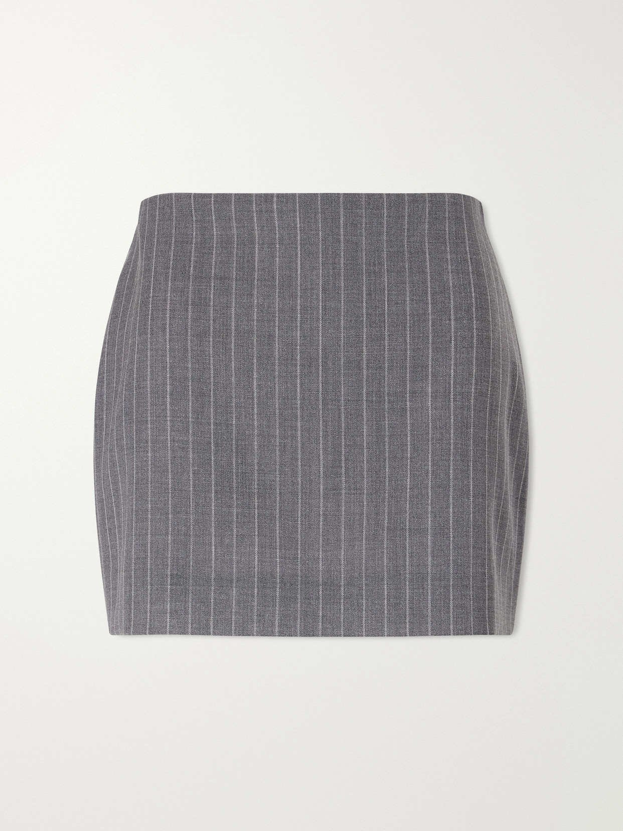 Valentino Striped Wool Mini Skirt In Gray
