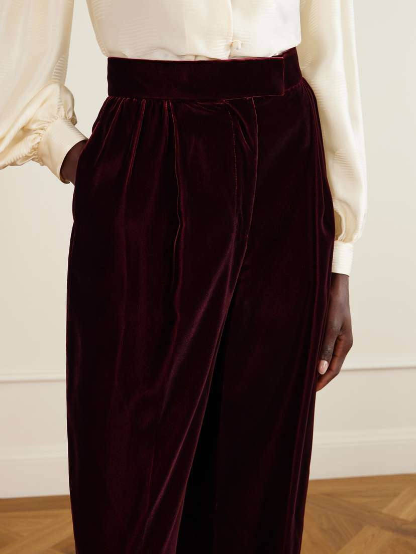 Valentino Garavani Pleated Velvet Wide-leg Pants | Thumbnail 4 Valentino Garavani Pleated Velvet Wide-leg Pants | Thumbnail 4