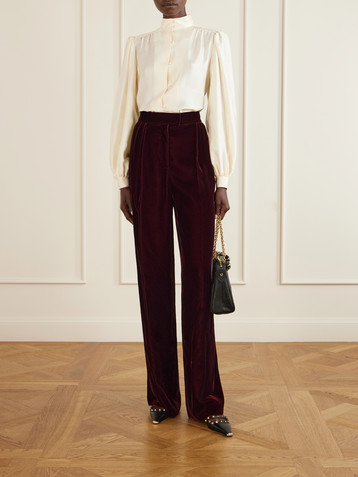 Valentino Garavani Pleated velvet wide-leg pants