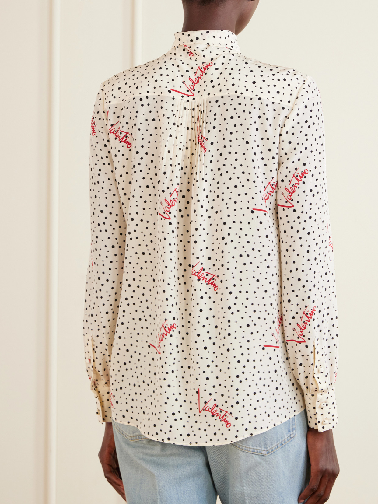 Garavani - Pussy-Bow Polka-Dot Silk Crepe De Chine Blouse